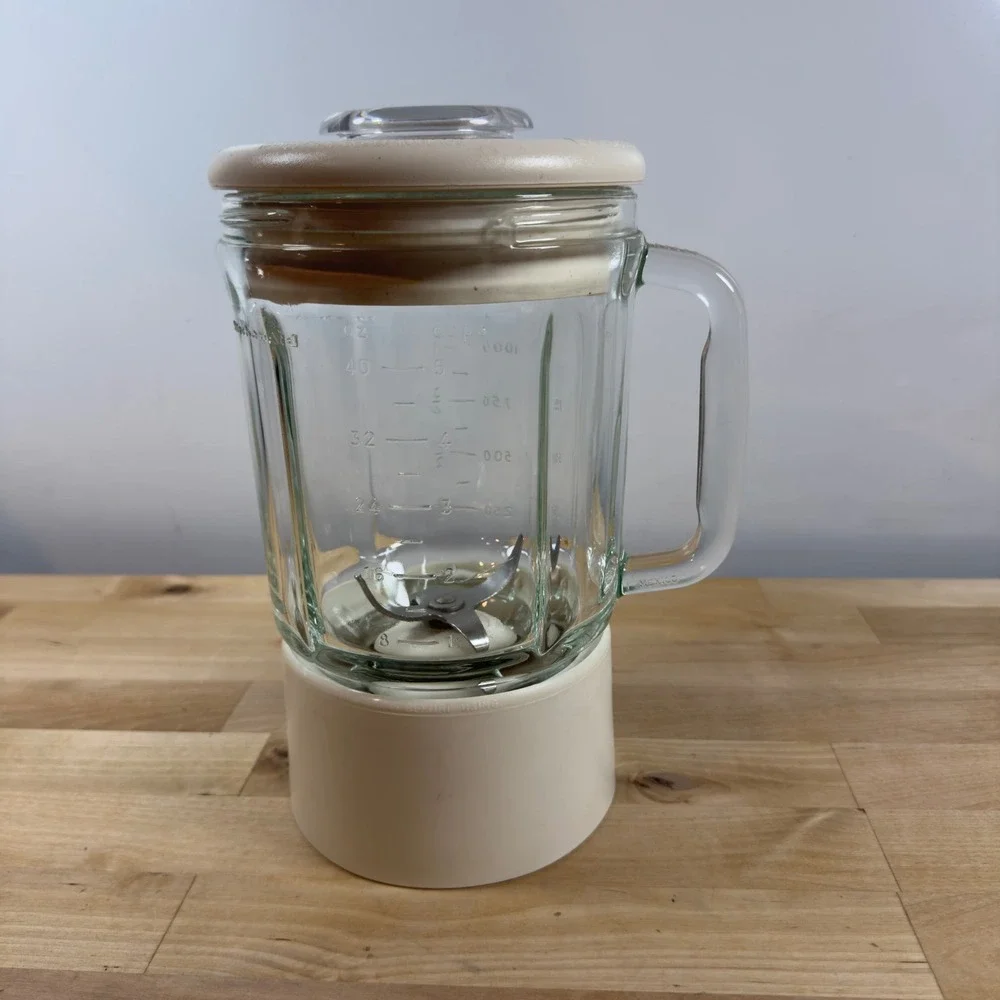 KitchenAid KSB5WH3 Blender Pitcher Glass Jar Lid Blade Base White Replacement